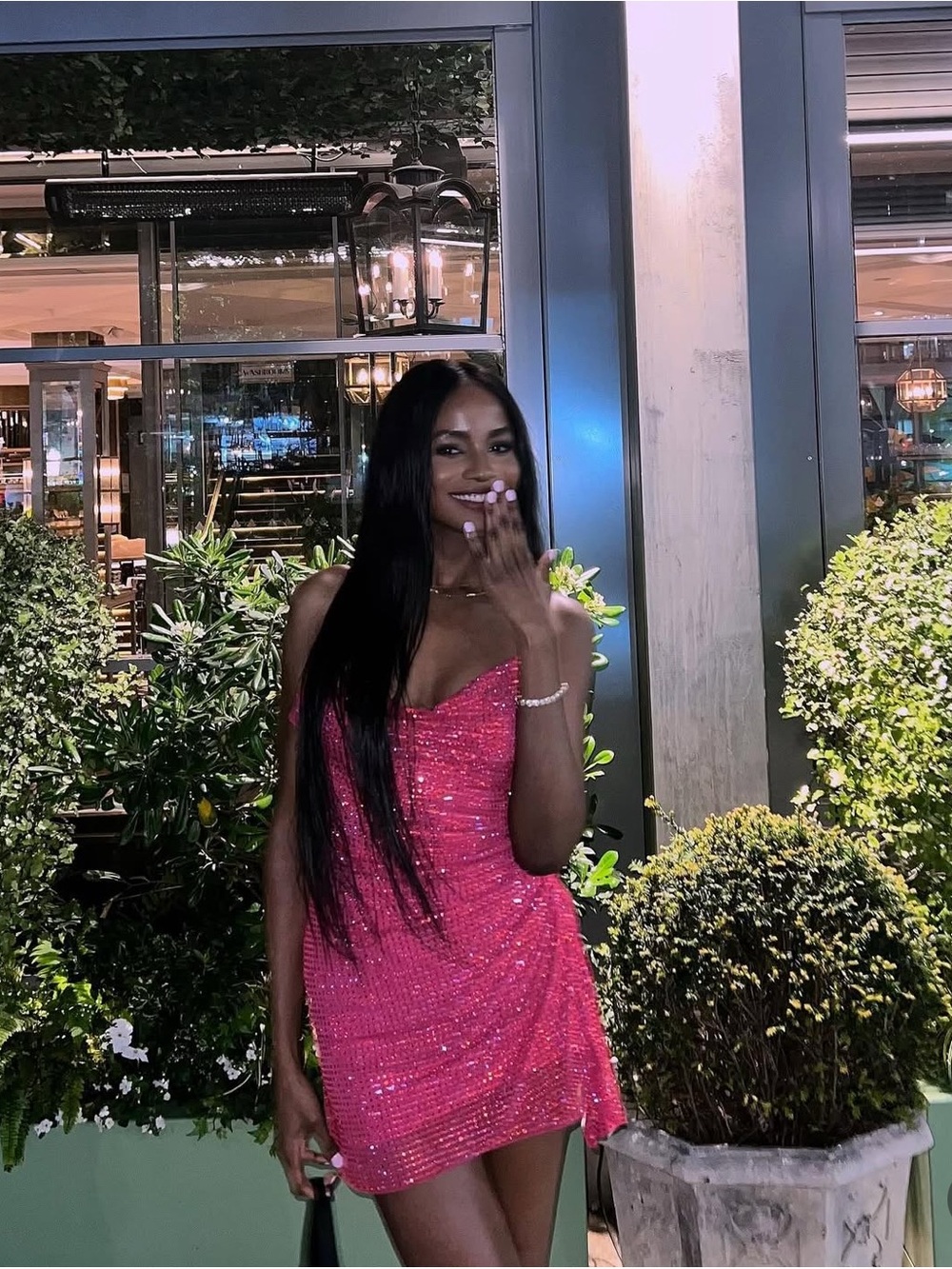 Oh Polly Hot Pink Sequin Mini Dress